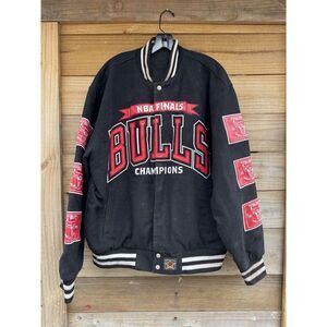 Vintage Rare Chicago Bulls NBA Championships Jacket Large Reversible *READ DES**